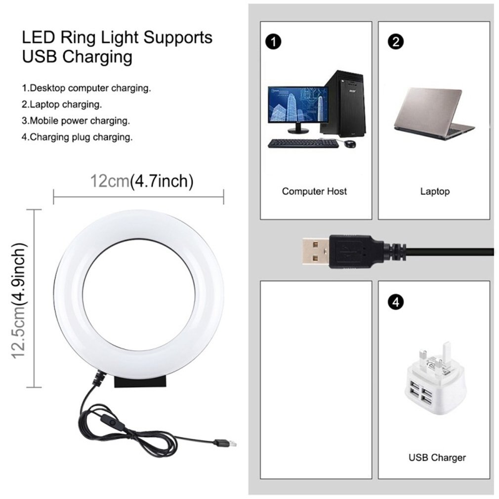 Live Broadcast White Light Monochromatic Temperature Led Ring Light Cambered Ring Photography Lights