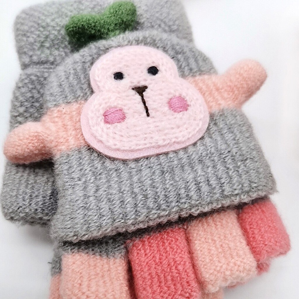 1 coppia di Modo Dei Capretti Dei Bambini Delle Donne Degli Uomini di Inverno Del Bambino Caldo di Inverno Lavorato A Maglia Convertibile Flip Top Guanti Senza Dita Guanti