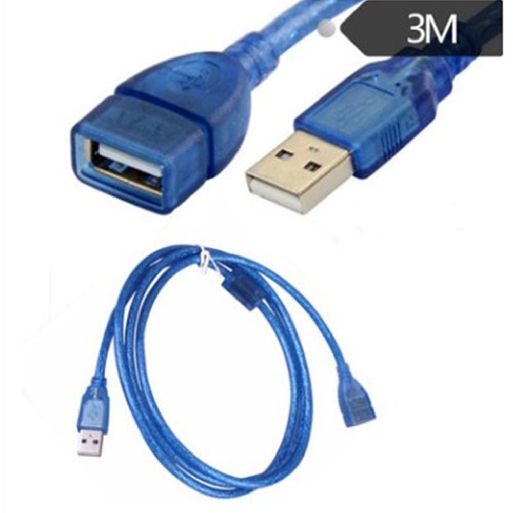 USB transparent blue extension cable printing cable USB male to female AMBM data cable with shield with magnetic ring: U2-L01-AM-AF / 5m