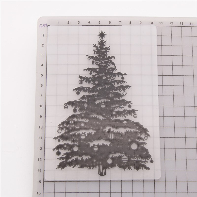 One Big Christmas Tree Embossing Folder Stencils for DIY Scrapbooking Plastic Template Crafts Art Diary Decor Painting Tool