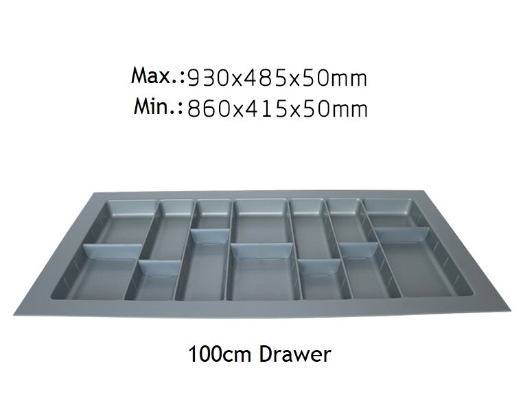 70cm-100cm Sizing ABS Plastic Cuttable cutlery tray insert Inserts utensil holder fitted kitchen drawer box: 100cm divider