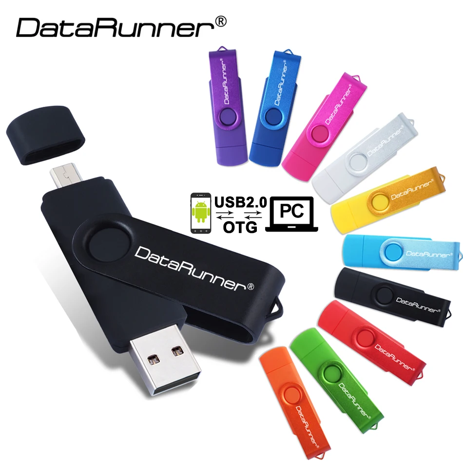 DataRunner USB 2.0 Flash Drive OTG Pen Drive 128GB USB Stick 8GB 16GB 32GB 64GB Pendrive Flash Disk voor MicroUSB Android/PC