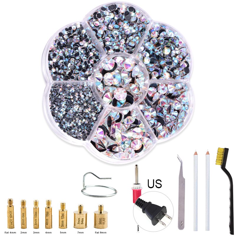 Veloce Riscaldata! EU/noi tappo Bianco Hotfix Strass Applicatore Rosa ferro-in poi caldo aggiustare Strass Applicatore bacchetta Calore-aggiustare strumento di Y2852