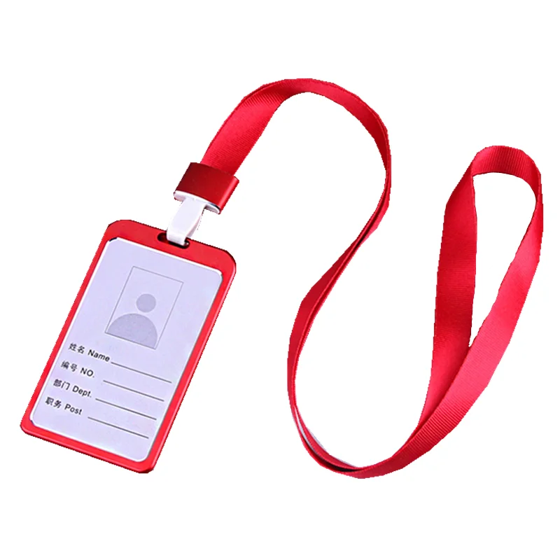 Metal Working Permit Case Badge Holder Exhibition Name ID Card Holder Card Cover Lanyard Staff Work Pass Card Sleeve Neck Strap: Dark Grey