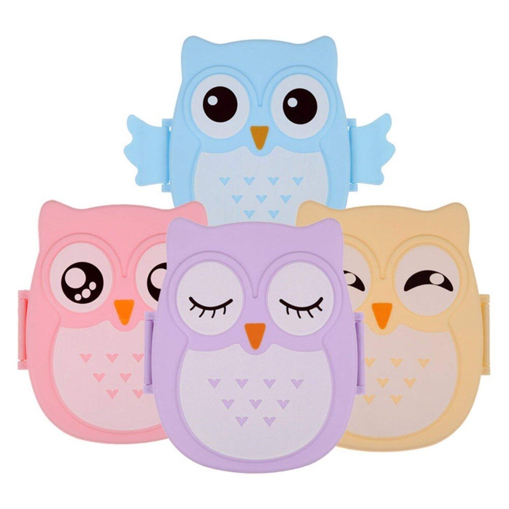 1Pcs Cartoon Owl Shape Lunch Box Food Container Sushi Bento Box With Spoon For Kids School Student Picnic Food Fruit Storage Box