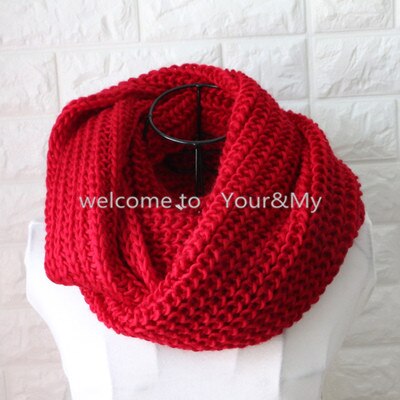 Bufanda negra de cuello redondo para hombre, bufanda tejida para Invierno para mujer, bufandas de invierno para hombre, bufandas infinitas rojas para hombre