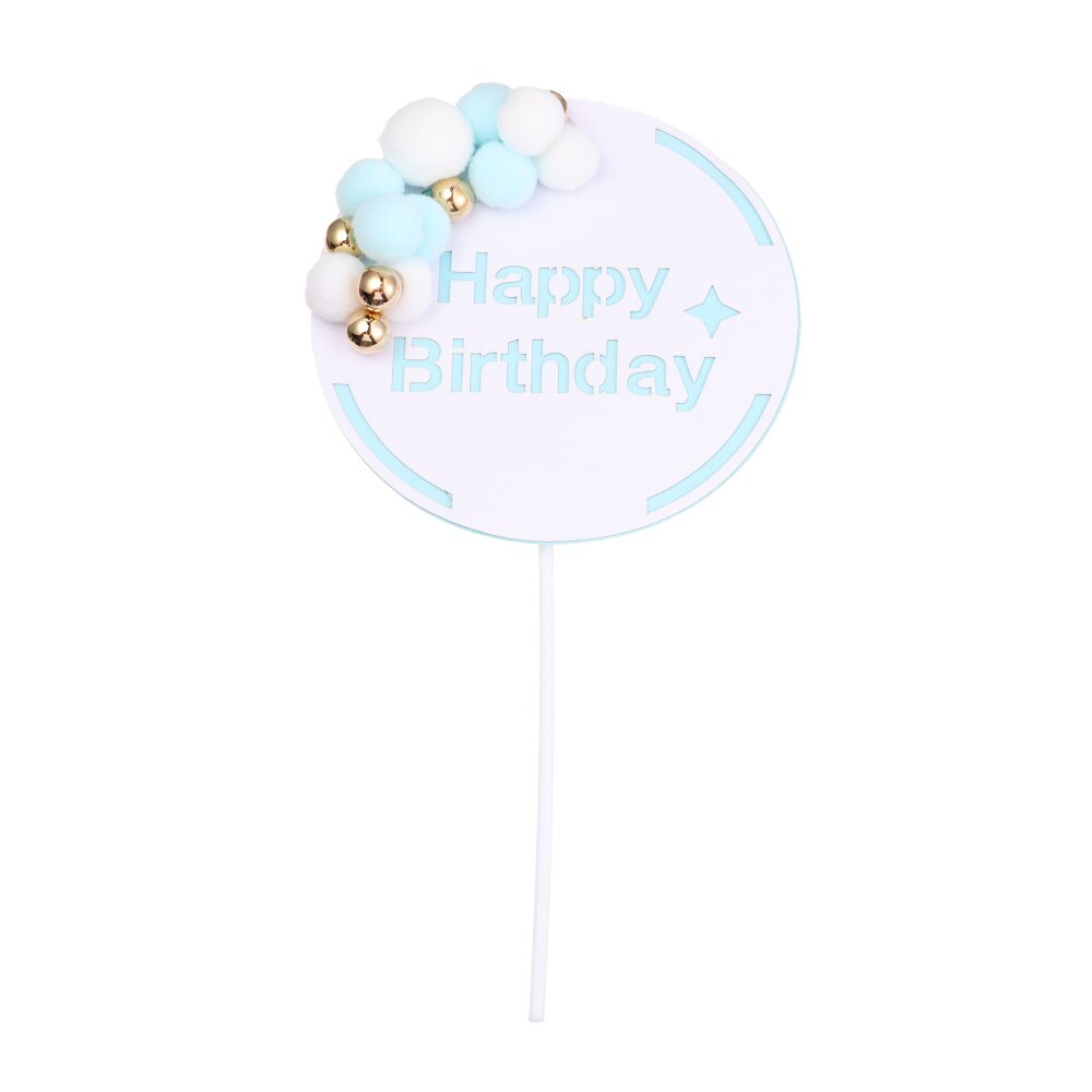 Puinen kakku silinteri hyvää syntymäpäivää vintage kakku koristeet suosii tarvikkeet maalaismainen häät kihlautumiskakku työkaluja: Sininen