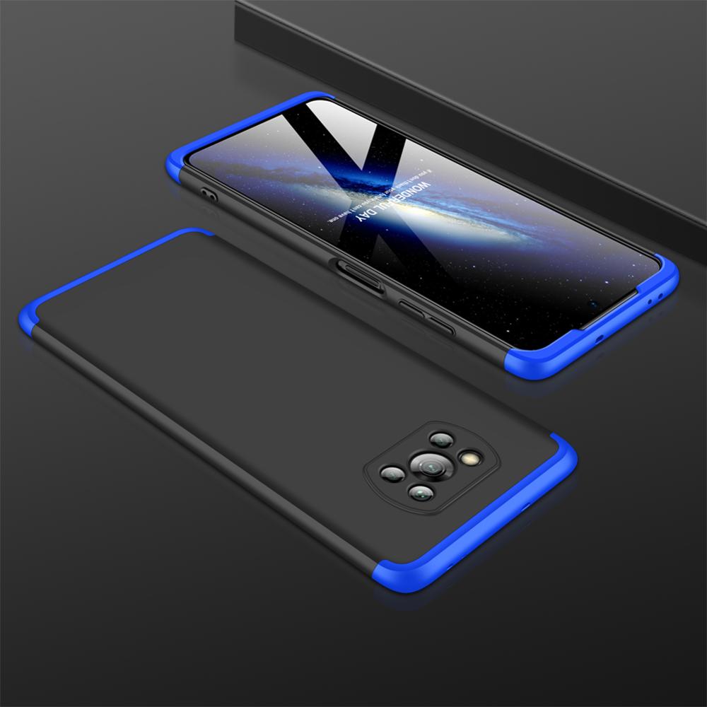 For Xiaomi Pocophone Poco X3 NFC Case Hard Matte Armor Hybrid 3 in 1 Protective back cover case for Xiaomi poco X3 x3nfc shell: Black Blue