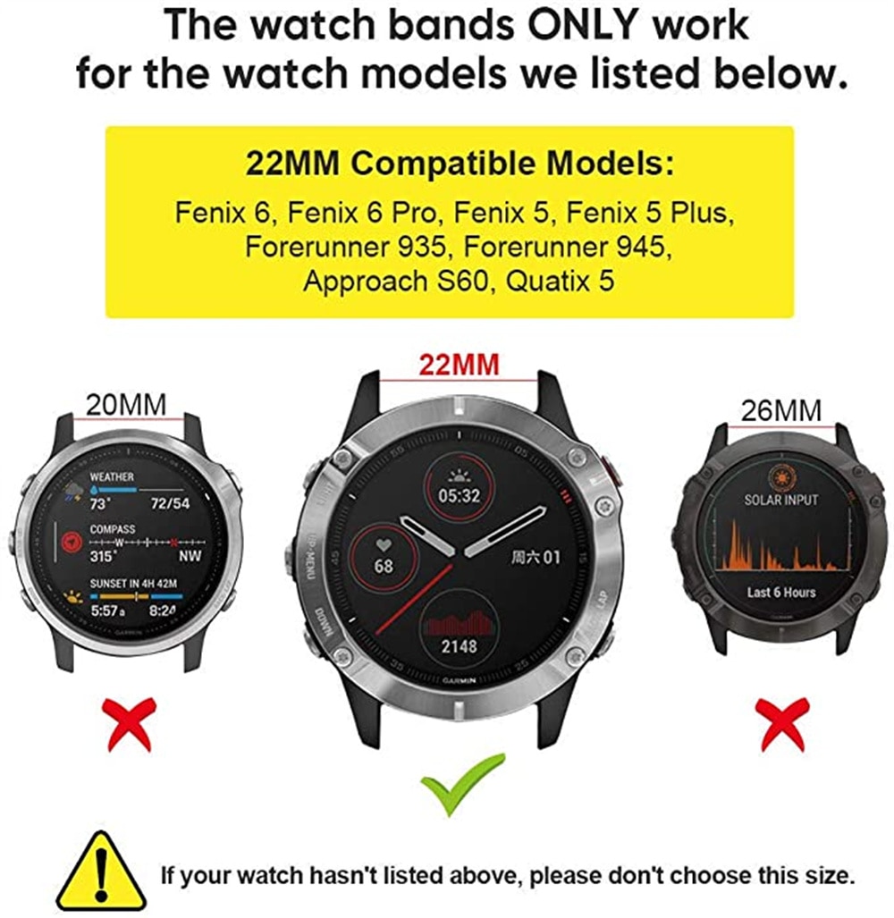 Anbest Siliconen Horloge Band 22Mm Breedte Vervanging Band Voor Fenix 6 5 5 Plus 6 Pro Band Voor Forerunner 935 945