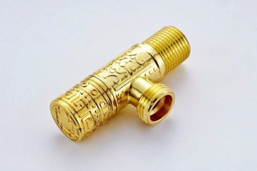 Luxury Brass gold round Triangle Valve with Shut Off Valve Diverter Angle Valve