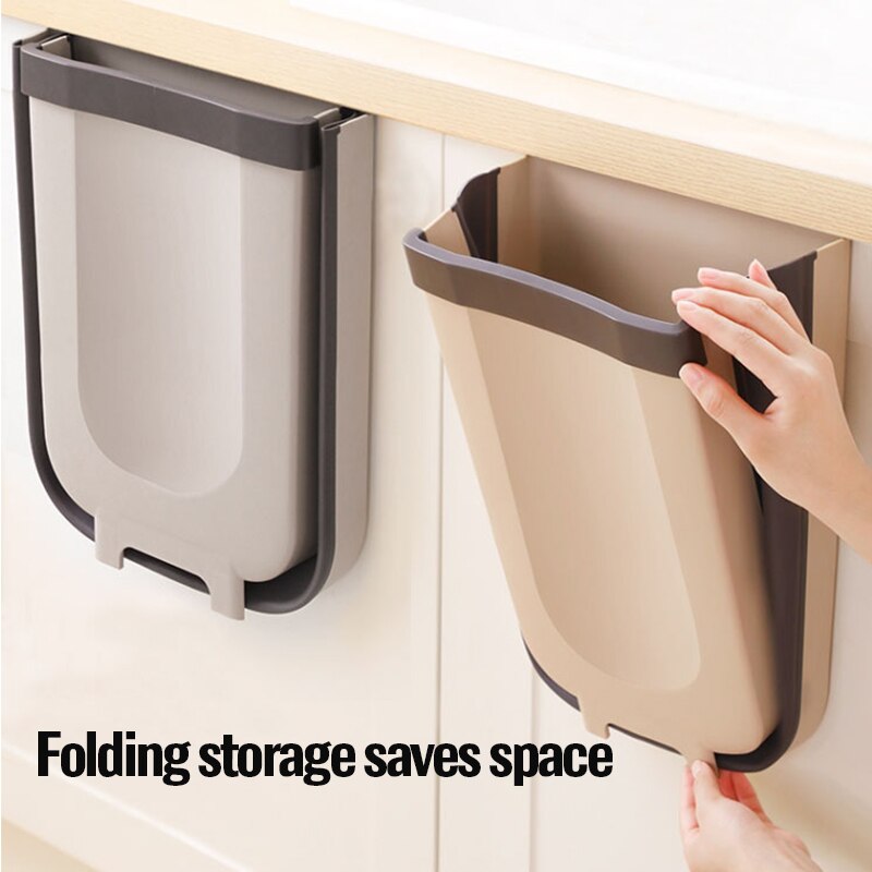 Kitchen Folding Waste Bins Garbage Bin Bathroom Foldable Car Door Wall Mounted Trashcan Toilet Waste Storage Bucket