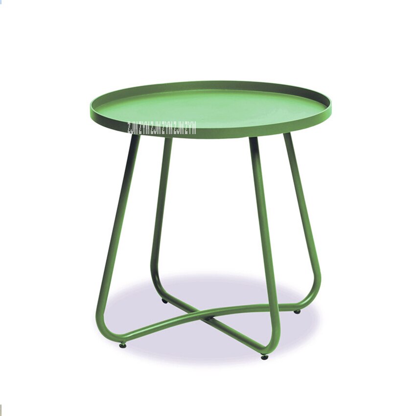 HRCC027 Simple Modern Living Room Metal Tea Table Balcony Carbon Steel Sofa Side Table Bedside Small Storage Round Coffee Table: Green