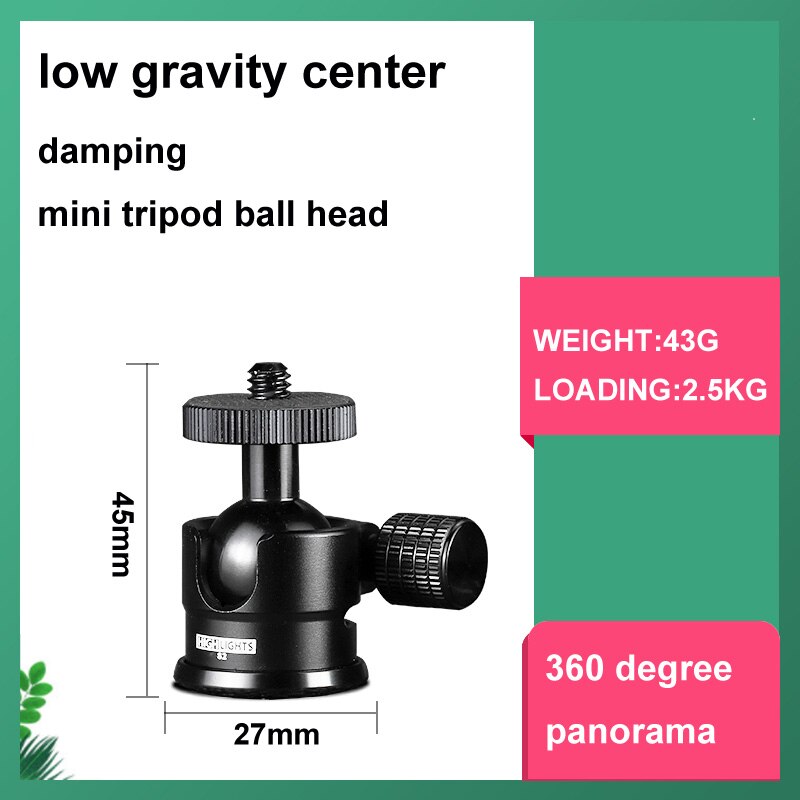 base rotate 360 degrees mini tripod ball head camera monitor 360° adjustable 1\4 screw damping panorama ballhead DSLR cellphone