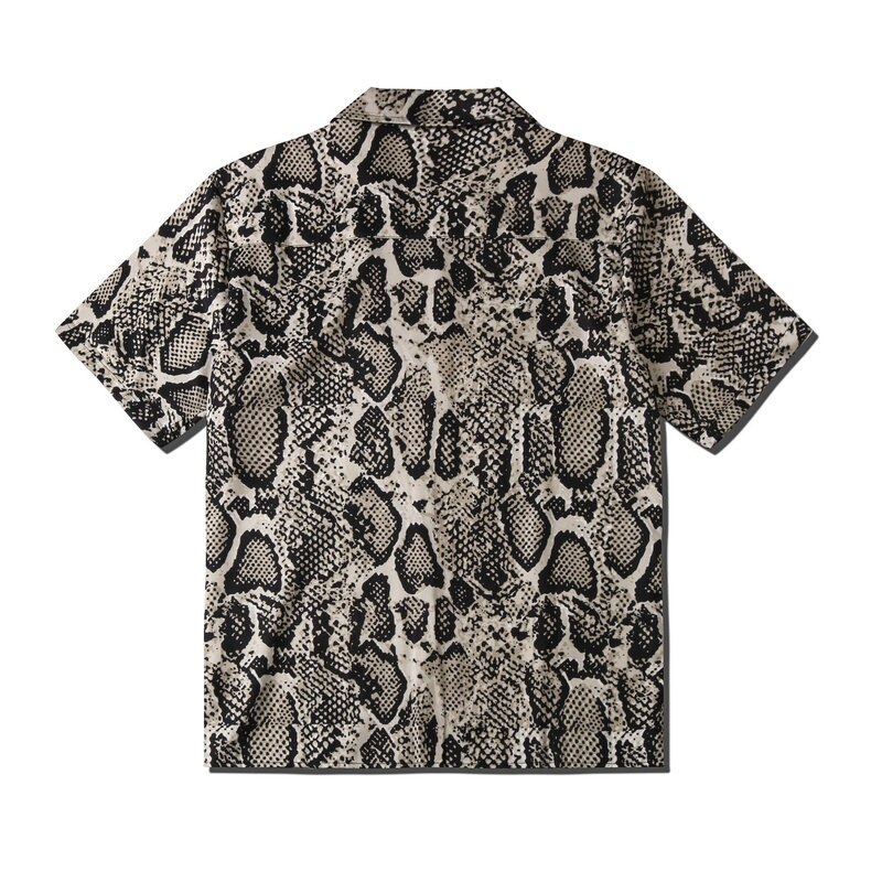 Snake Skin Texture Hawiian Shirts Men Women Summer Beach Casual Short Sleeve Shirt Unisex Hip Hop Street Animal Print Shirt