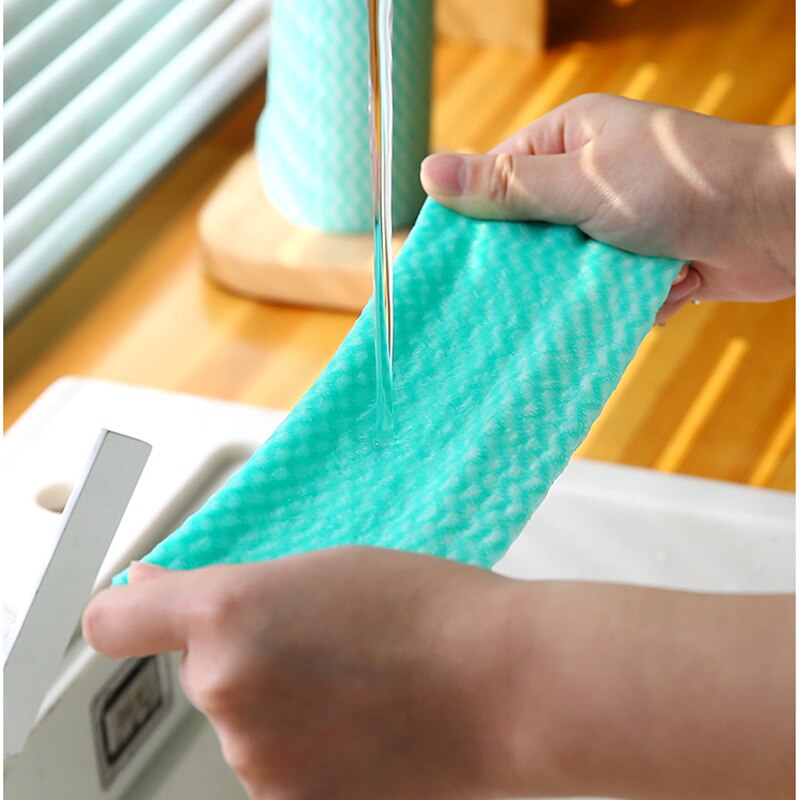 50 stuks/rol non-woven textiel was- en schoonmaakdoeken handdoeken keukendoeken wegwerp gestreepte praktische vodden afveeg- en schoonmaakpad 2020