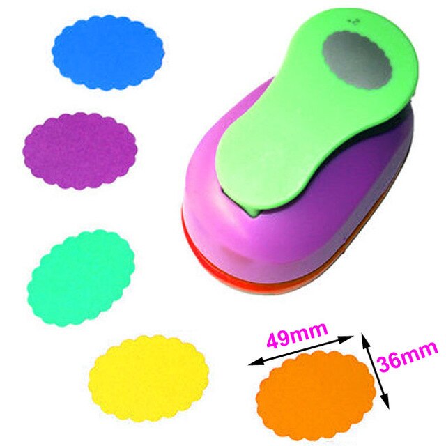 1pc 2 &quot;  (50mm)  cirkler rund form spar indsats gør det selv eva skum hul papir kort scrapbog stor hulmaskine papirskærere leverandør: Bølge oval