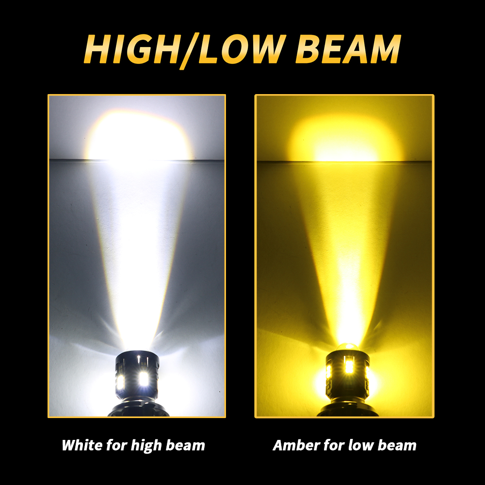 Oprah – ampoule de phare de moto super lumineuse H4 LED avec lentille HD BA20D faisceau Hi/Lo double couleur blanc jaune