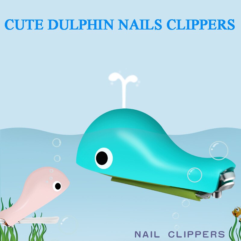 Dolfijnen nagelschaartje, veiligheidsnagelknipper, babytrimmer, mini-manicuresnijder, schattige dolfijnpatroon babyschaar 2 bij 034