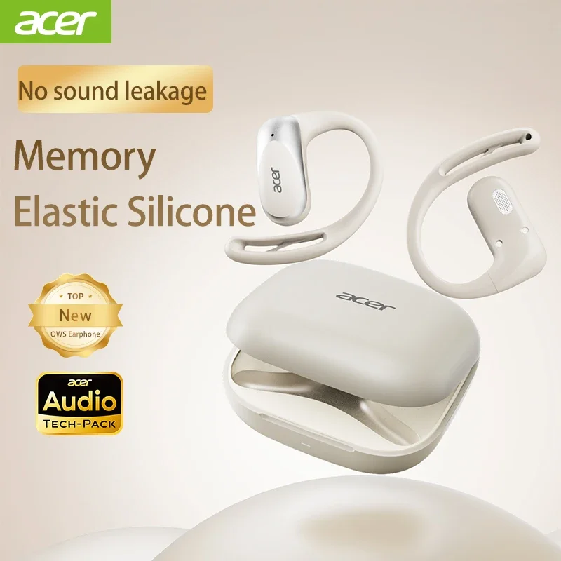Auricolari acer ows open-ear ganci auricolari wireless bluetooth 5.4 cuffie auricolari ad alta risoluzione bass boost auricolari sportivi 48 ore ohr -517
