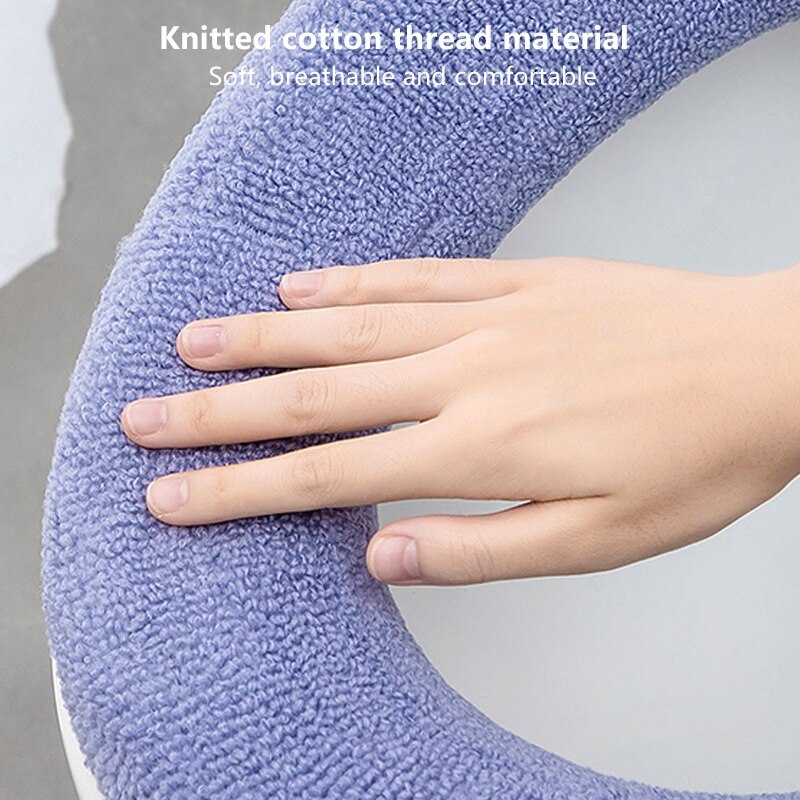 Cartoon Winter Warm Toilet Seat Cover Mat 1Pcs Washable Bathroom Accessories Knitting Pure Color Soft O-shape Pad Toilet Seat