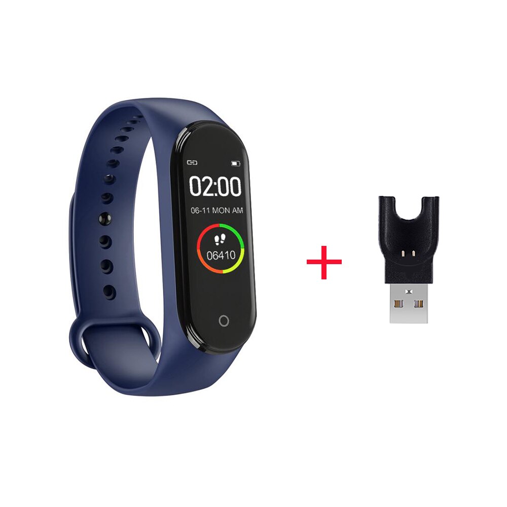 M3 smart armbånd bluetooth sportsur smart band blodtryk vandtæt puls fitness armbåndsur til android ios: Blå
