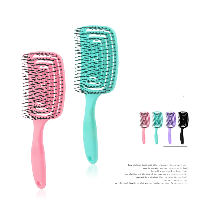 Brosse à cheveux Portable, peigne de Massage du cuir chevelu, poignée antidérapante en caoutchouc, outil de coiffure sec et humide, soins de santé
