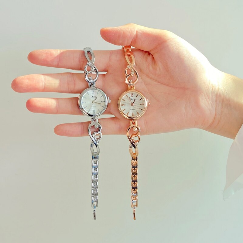 Luxe armbandhorloges voor dames, kleine wijzerplaat, roestvrij staal, quartzhorloge, casual dameshorloge, dameshorloge