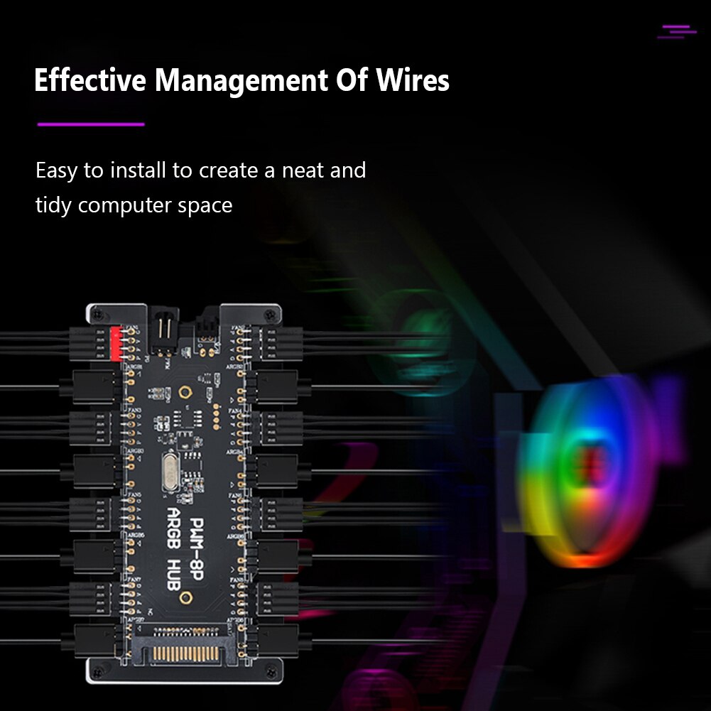 PWM LED Controller PC Fan Hub RGB fans 5V 3 Pin ARGB Cooling AURA Splitter Adapter small 4pin temperature AURA controller
