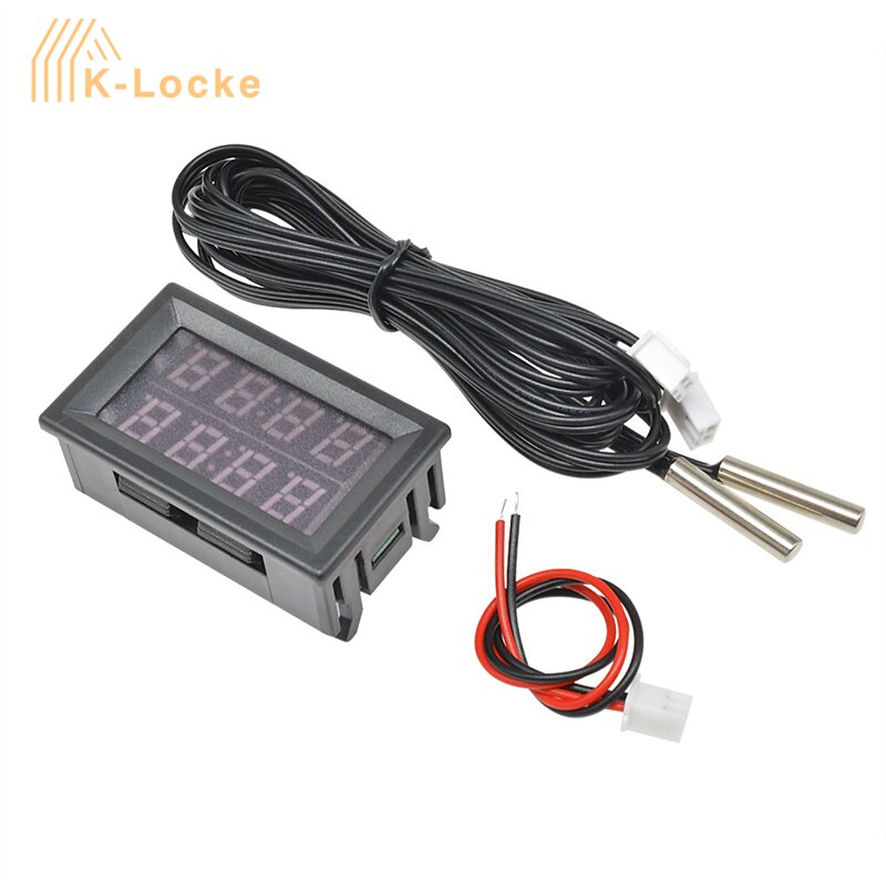 DC4-28V doppio Display a LED termometro digitale metallo impermeabile doppia sonda sensore di temperatura rilevatore Tester Monitor