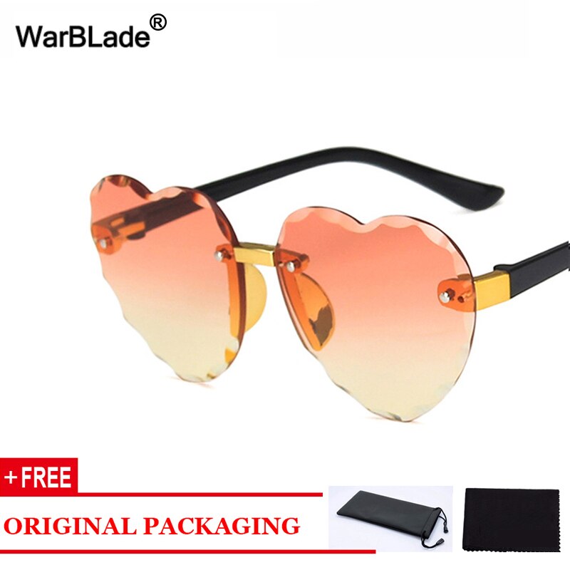 Warblade hjerte kantløse låve solbriller kjærlighet form låve solbriller takrenne jenter reise  uv400 briller oculos de sol: Rød