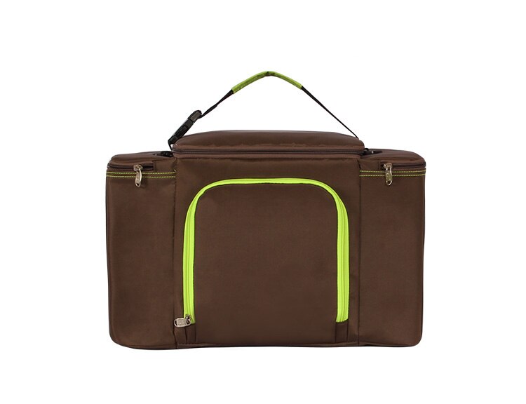 Vehicle Soft Cooler Bags Picnic Packs Three Insulated Compartment Waterproof Tote Insulated Picnic Bags Camping Soft Food bags: Auburn