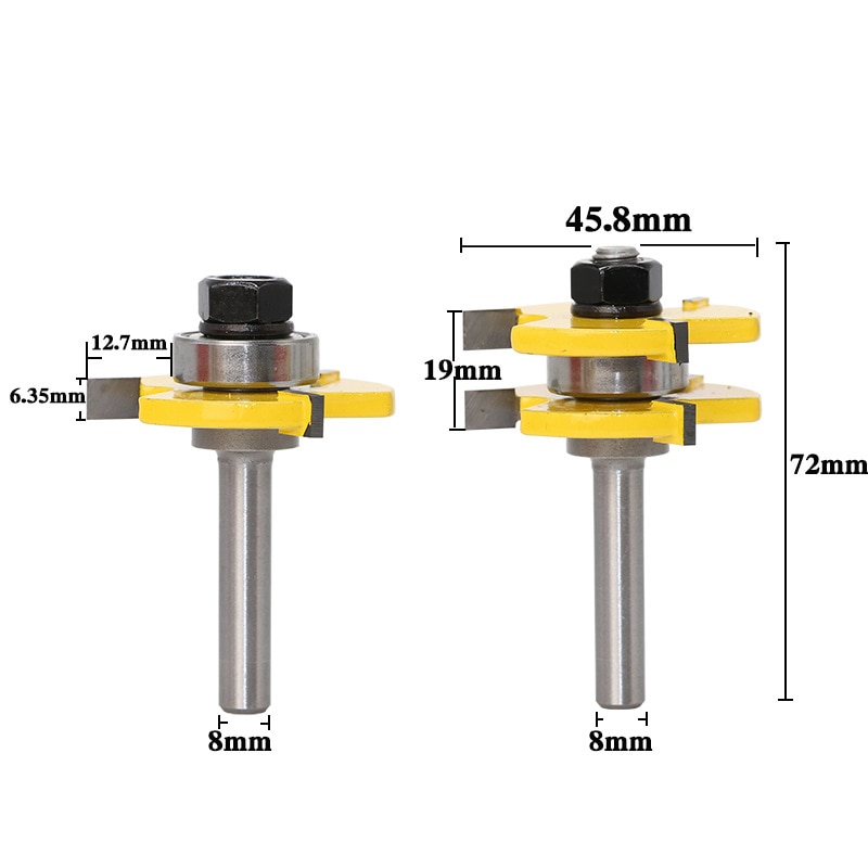 2 stücke 8mm Schaft Fräser Router Bits einstellen T-Slot Holz Schneider Router Bits für Holz Schneiden fräsen Werkzeug Holz Cutter