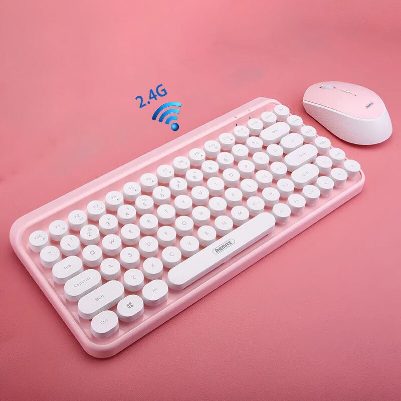 Pink 2.4G Wireless Keyboard Office Game Home For Laptop Computer PC Keyboard Gaming Keyboard box packaging