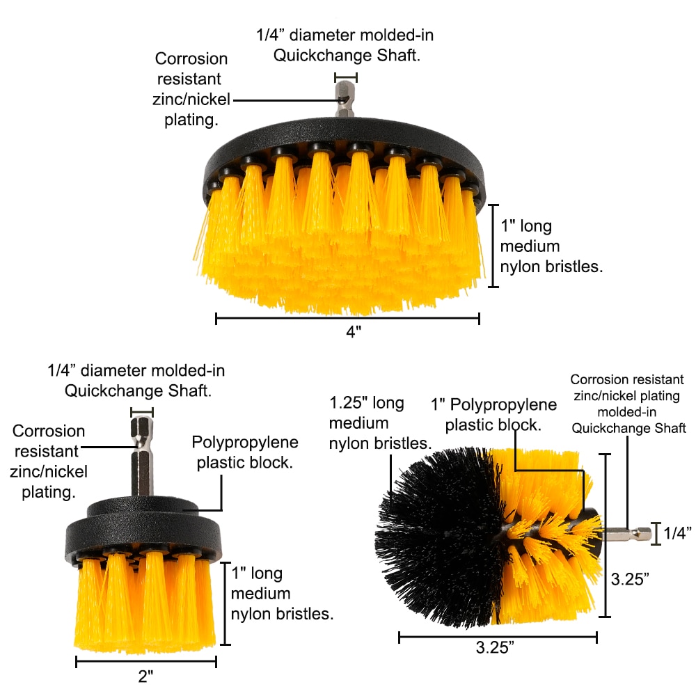 Drill Brush Attachment Set Power Scrubber Cleaning Tool Kit for Car Body Door Wheel Windshield