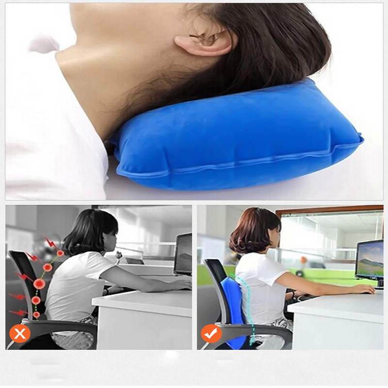 Inflatable Pillow PVC Nylon Sleep Air Pillows Ultralight Home Cushion Camping Travel Hiking Beach Car Plane Head Rest Camp Gears