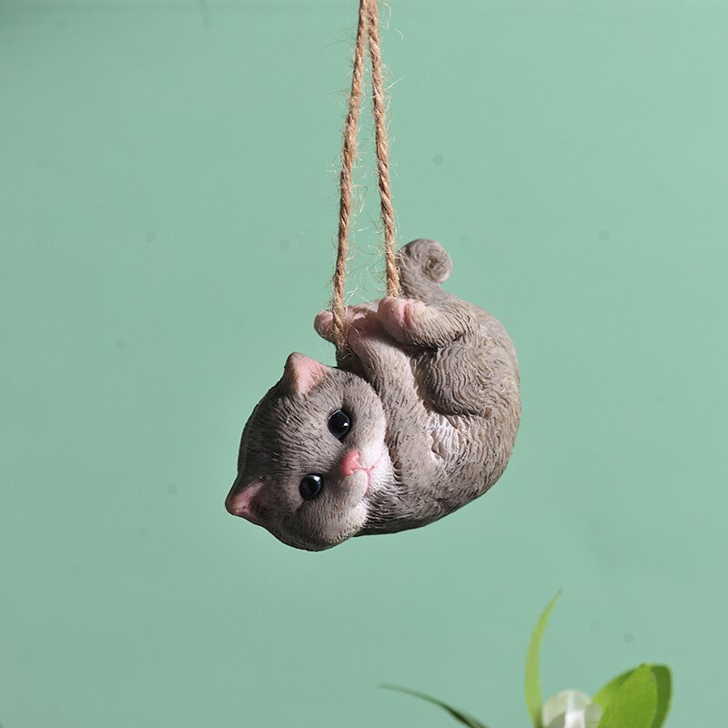 Schattige katten honden teddy schommel dier boom hanger hangende decoratie kawaii verjaardag kinderspeelgoed feeëntuin miniaturen huisdecoratie