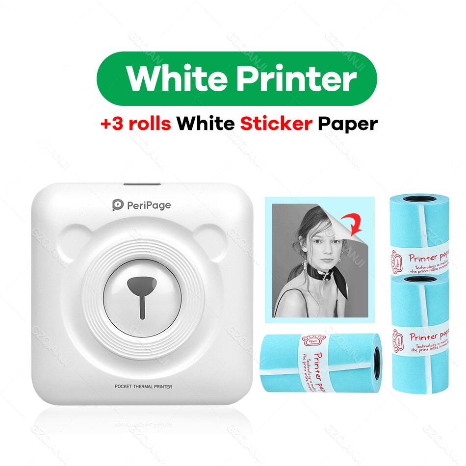 Peripage – Mini-imprimante Photo Portable sans fil A6, 58mm, avec étiquette autocollante et Notes,: WH add 3 Sticker