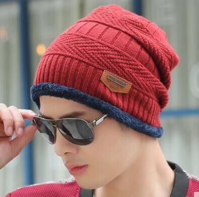 Casquette et écharpe de Ski en cuir | 2 pièces, chapeau et froid pour femmes et hommes, chapeau tricoté, Bonnet , Bonnet, bonnets: Hat red wine
