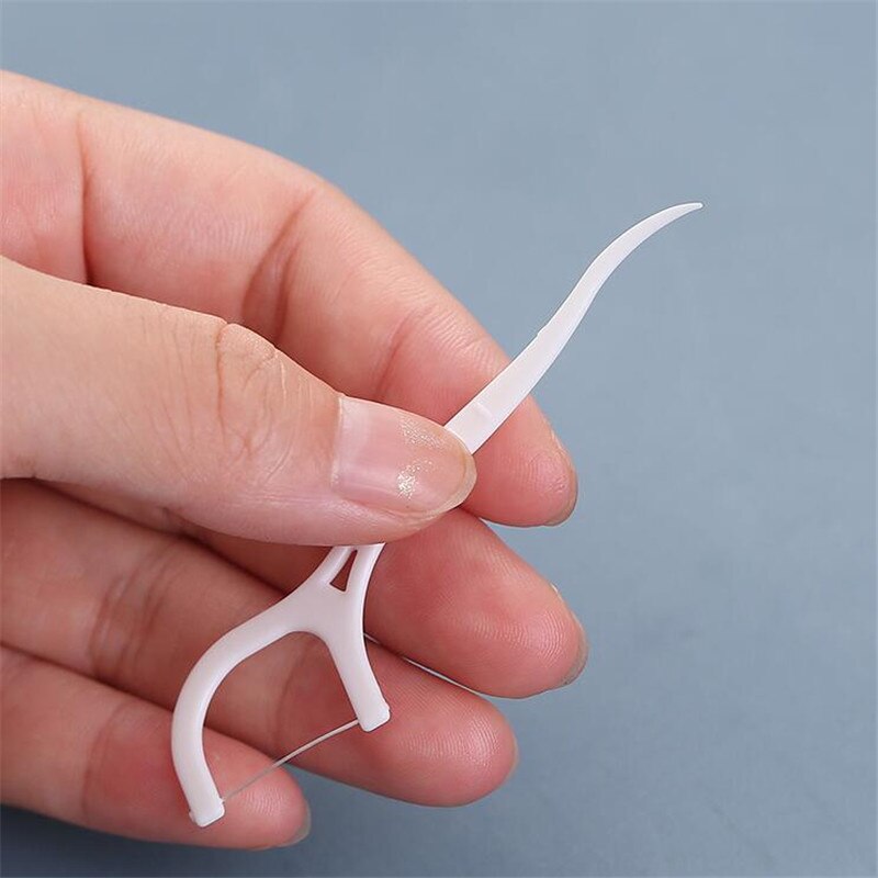 100pcs White Dental Floss Pick Tooth Cleaner Sticks Oral Hygiene Care Teeth Interdental Cleaning Flosser Toothpick Tool
