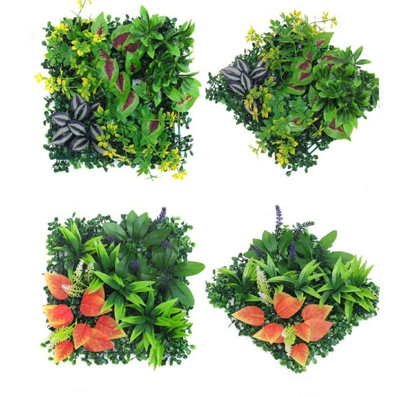 25x25cm Green Artificial Plants Wall Panel Plastic Outdoor Lawns Carpet Decor Home Wedding Backdrop Party Grass Flower Wall