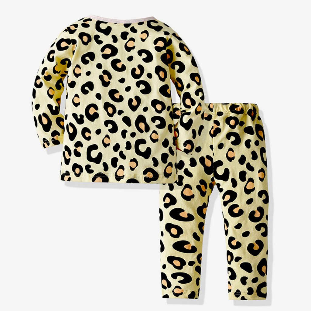 Children's long-sleeved pajamas leopard print boys and girls leopard casual and comfortable pajamas set пижама детская 40*