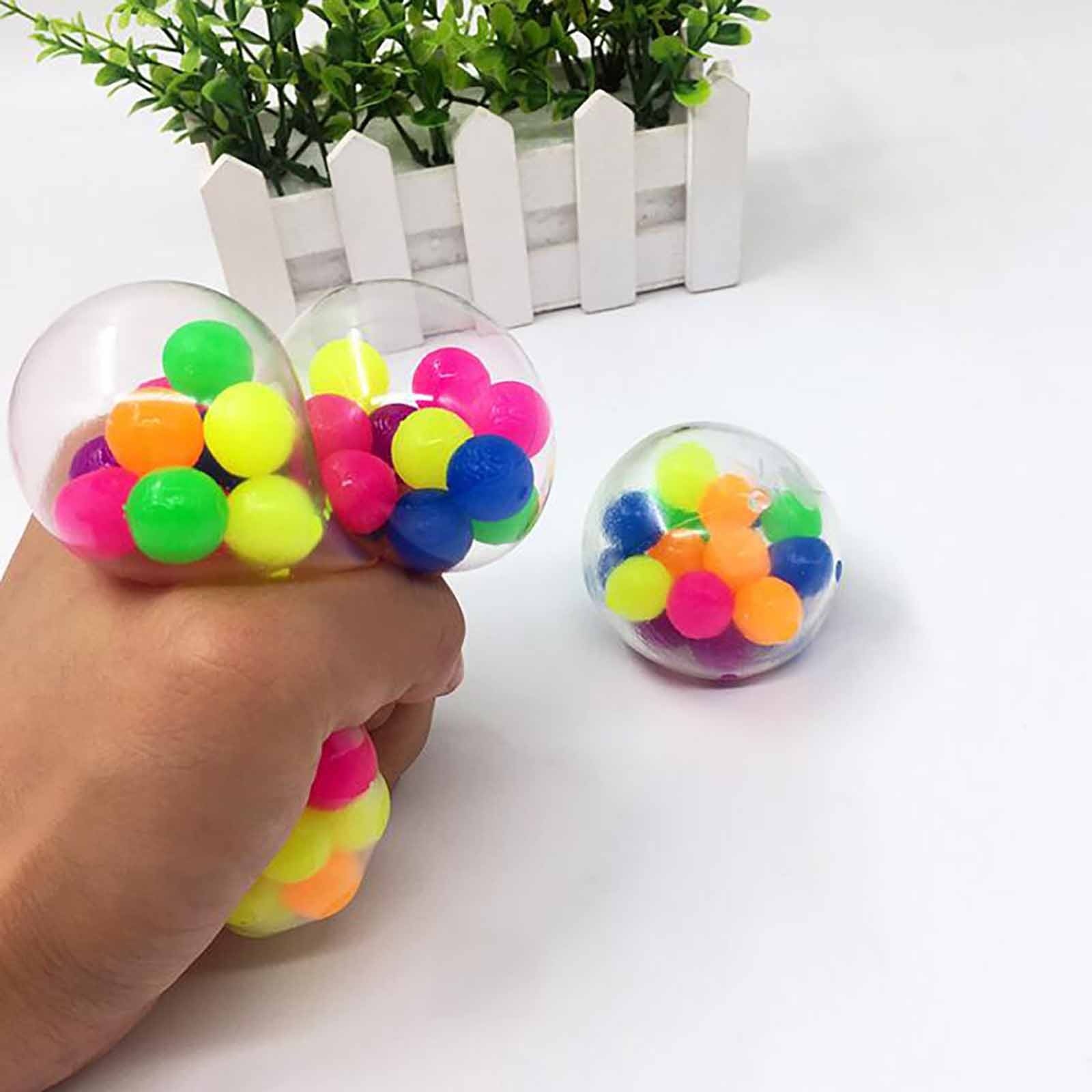 Free Ship Squeeze Ball Toy DNA Colorful Beads Relieve Stress Hand Exercise Tool for Kids / Adults Random Color Stress Ball
