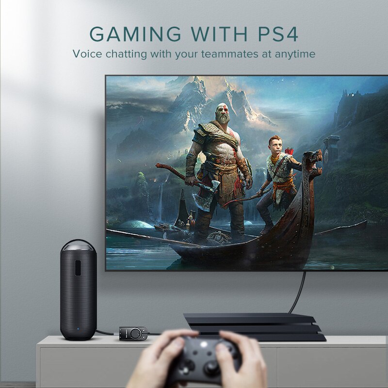 Ugreen External USB Sound Card Audio Jack 3.5mm Cable Adapter For Laptop Windows Mac Linux Headset Adjustable Volume Sound Card