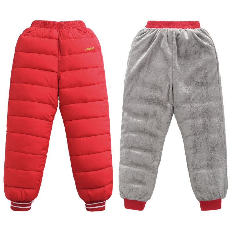 Barn dun bomullsklær gutter bukser jenter leggings barn vintervarme pluss fløyelsbukser litt vanntette snøbukser