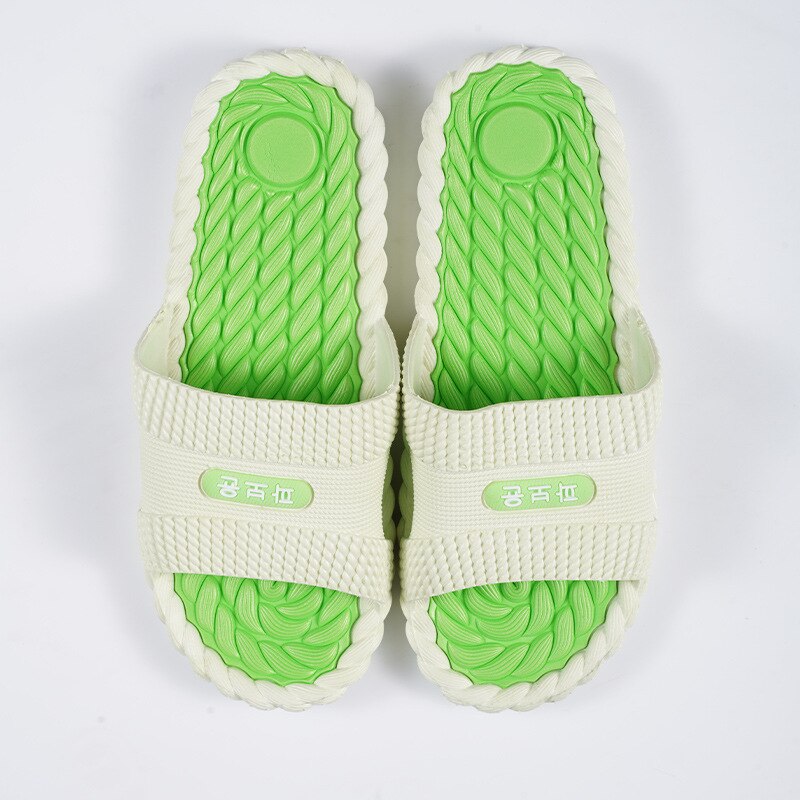Zomer Mannen Slippers Zachte Zool Slippers Platte Slides Schoenen Voor Vrouwen Lichtgewicht Sliders Antislip Badkamer Sandalen schoenen: green / 38-39