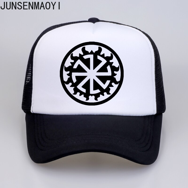 Slavic Amulet Pagan Solar Symbol Slavic Wheel Nordic Amulet Viking Men Baseball Mesh Net Trucker Caps Hats Sun Hat: 5 / kid 52to55cm Head