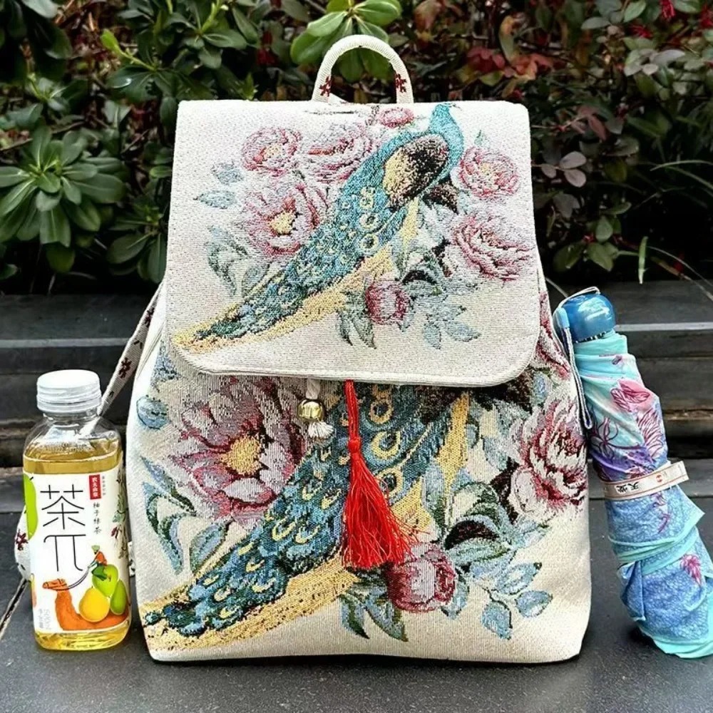 Sacs à dos brodés de style ethnique pour femmes, streetwear vintage, décontractée, sac de voyage Harajuku, sac en toile de sport