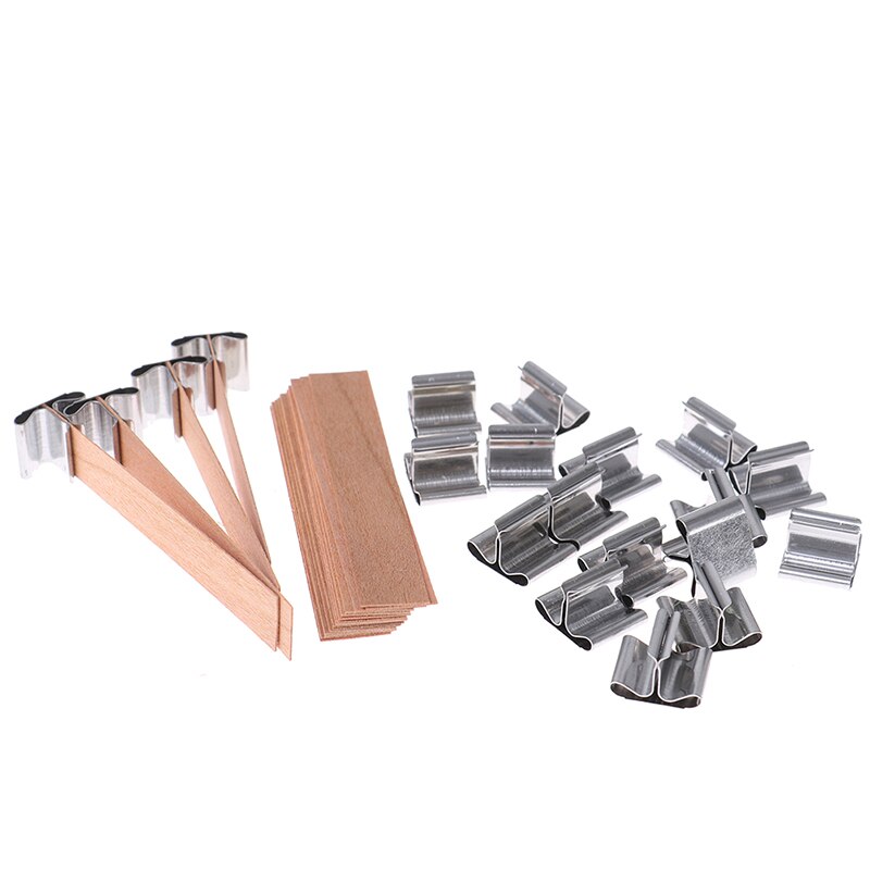 20 Set de madera mecha para velas con Sustentador Tab mecha de vela Core para DIY fabricación de velas de soja Parffin cera 12,5mm 75mm 130mm