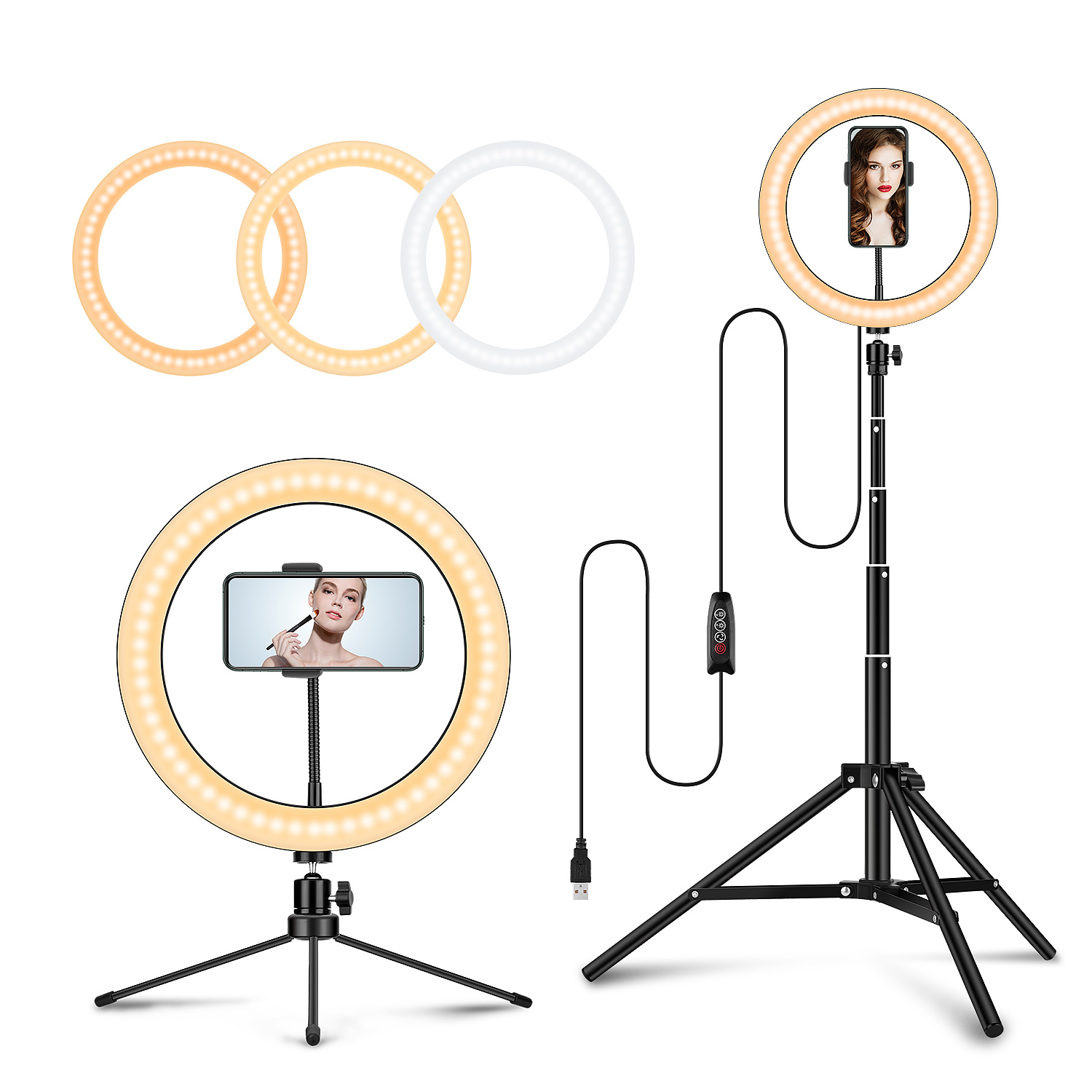 Fotografie LED Selfie Ring Licht 3 Farbe Dimmbare Kamera Telefon Ring Lampe 10 zoll Mit Tisch Stative Für machen-hoch Video Live-Studio: Marine-Blau