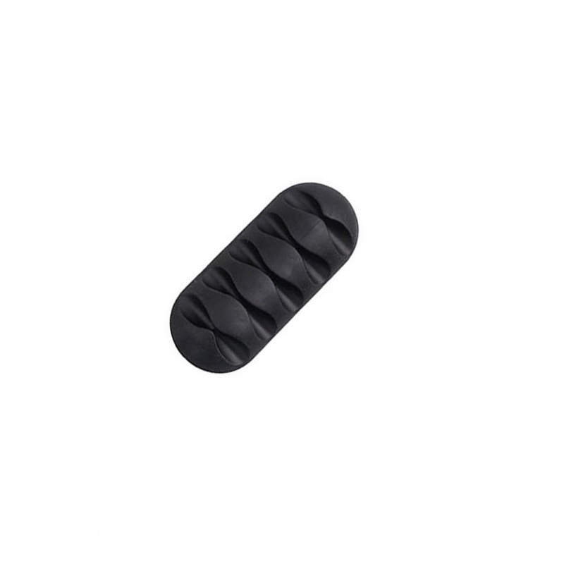 Desktop Telefoon Kabelhaspel Oortelefoon Clip Charger Organisator Beheer Draad Koord Fixer Siliconen Houder 5 Slot Strip: Black